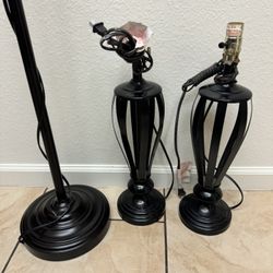3pc Lamp Set Brownish / Black