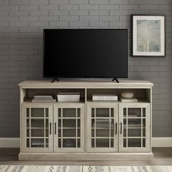 Classic Glass Door TV Stand for TVs up to 65", White Oak
