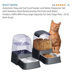 New Automatic Dog/Cat Food Feeder With Water Dispenser Set