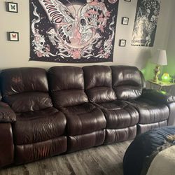 Pleather Reclining Sofa 