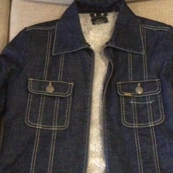 Lee dark denim jacket with fur lining in M