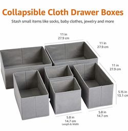 Amazon Basics Drawer Organizer Boxes - Set of 6 - New