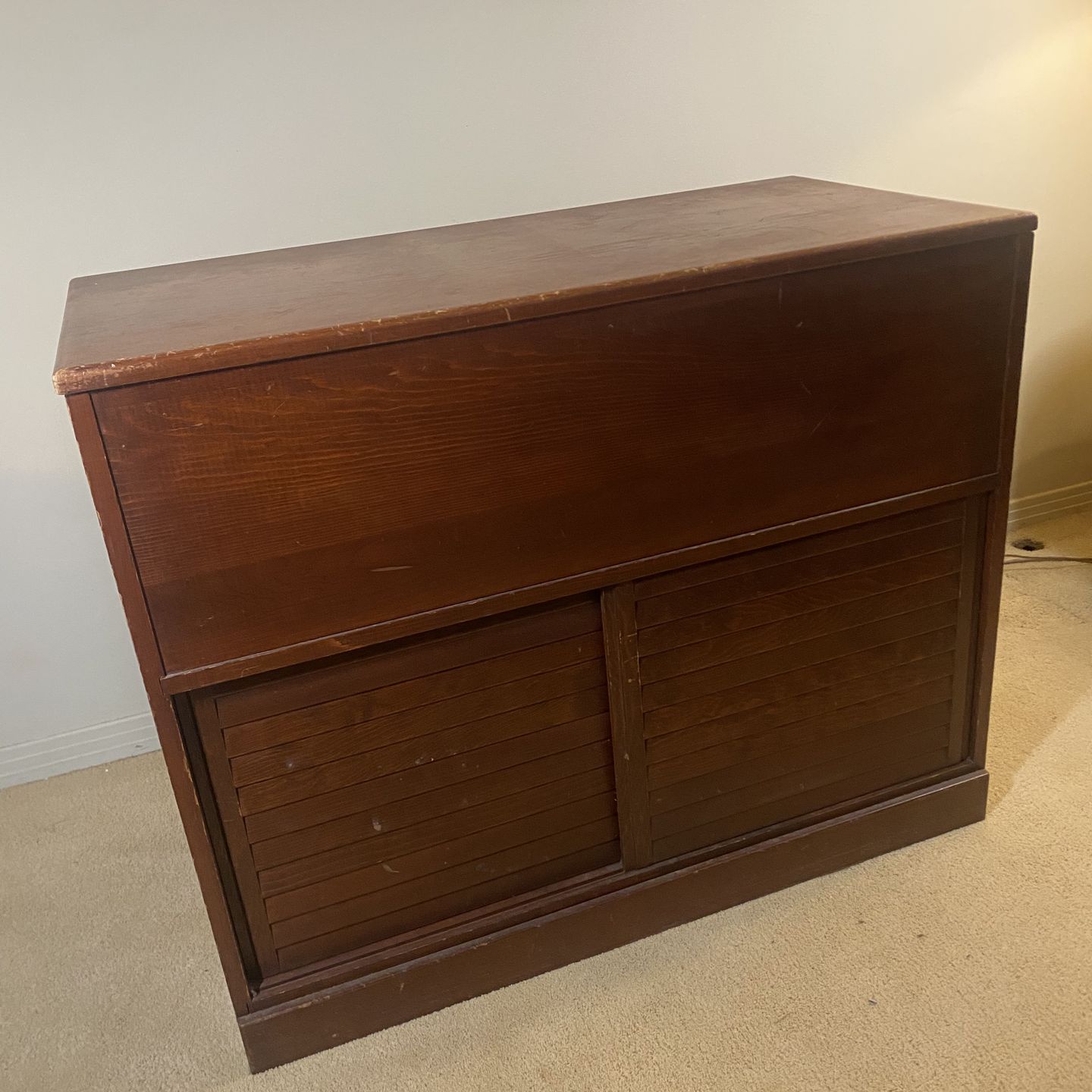 Mid Century Vintage Office Chest Storage Container Wood