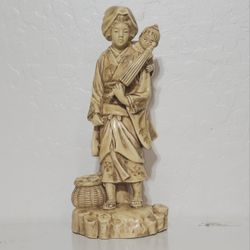 Vintage Japanese 10.25 in Porcelain Woman with Baby Figurine - Made in Japan