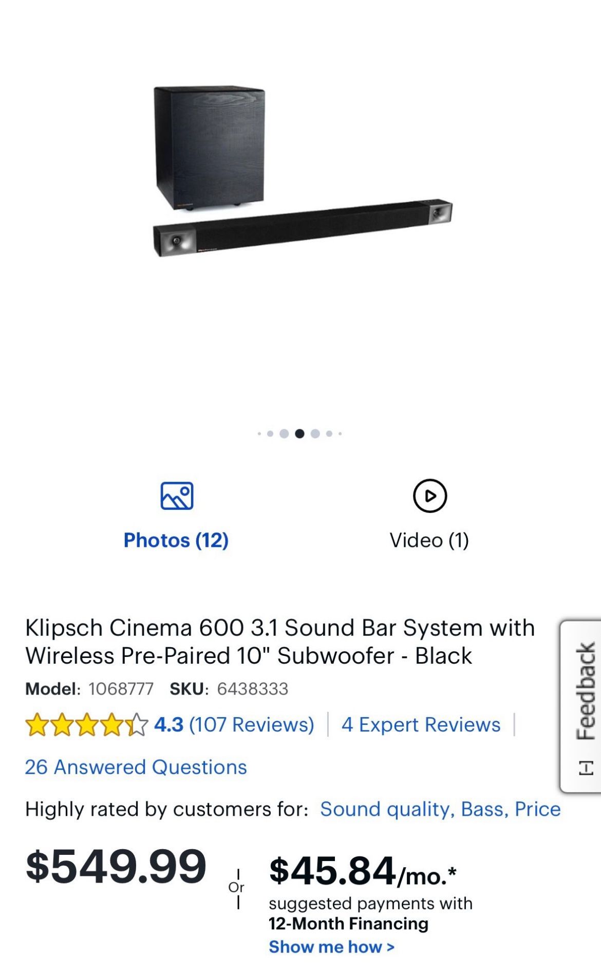 Klipsch 3.1 home theater