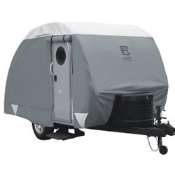 Classic Accessories Over Drive PolyPRO3 Deluxe Teardrop Trailer Cover, Fits 10' - 12', Tear-Resistant, Travel Trailer Storage Cover, Compatible with R