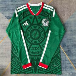 Small Medium Large XL 2XL 3xl 4xl 5xl 6xl slim fit Soccer Mexico jersey Mundial green New Jersey  long sleeve player version sleeve long sleeve Women’