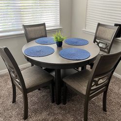 Modern Gray Wood Dinette Set- Round Table