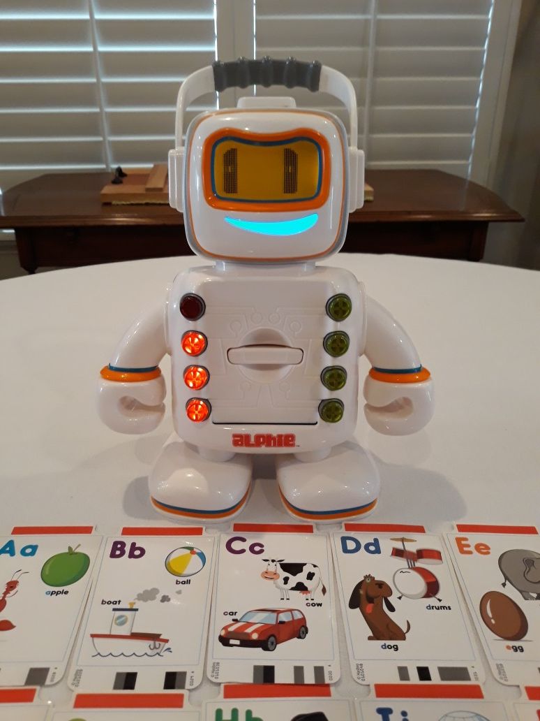 PLAYSKOOL "ALPHIE" PRESCHOOL ELECTRIC TALKING LEARNING ROBOT W/ 30 LEARNING CARDS