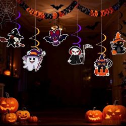 New 6 Pack Halloween Hanging Swirl Decorations
