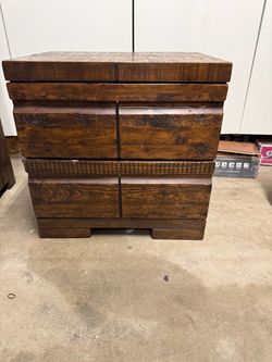 Matching rustic wood side tables