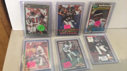 Six Deion sanders cards