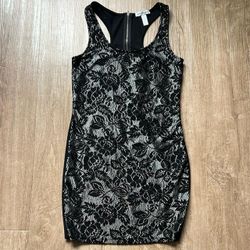 Ambience Apparel Black/Silver Lace Dress.