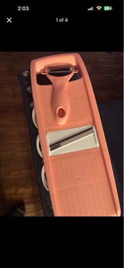 Pink Mandoline Slicer with Peeler