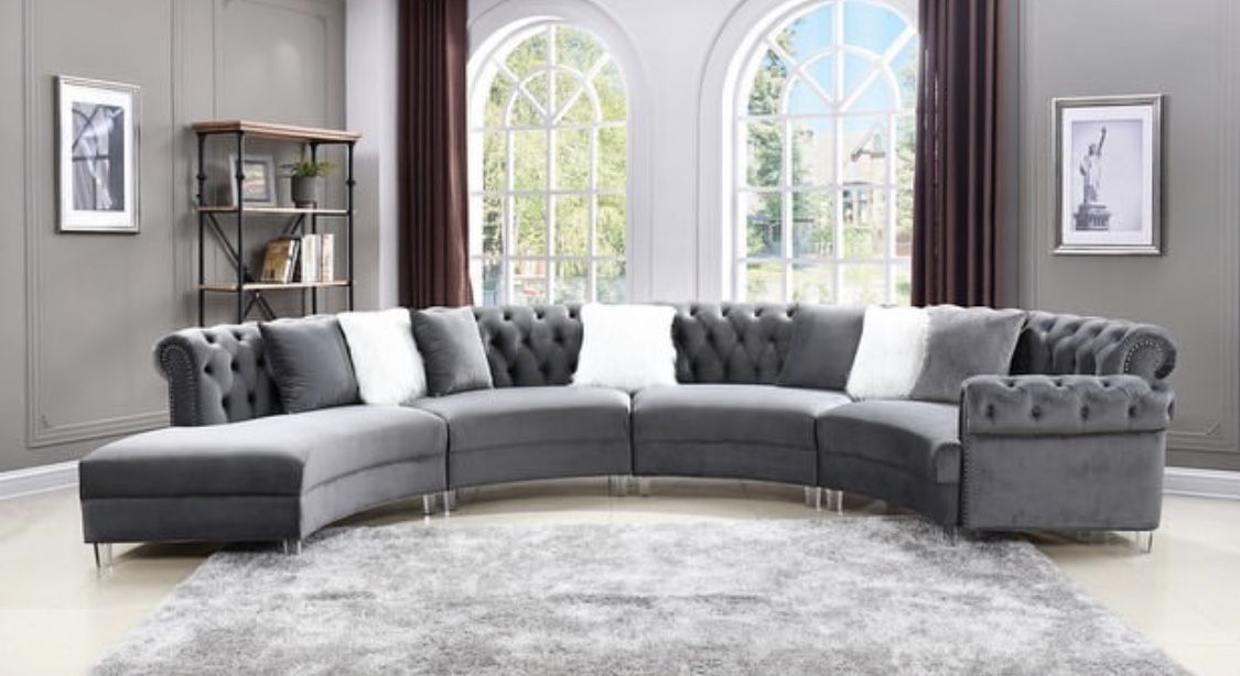 New arrival! introducing Fendi curve sectional! Available in pink,gray,blue,black! In stock! Take home today only 39 dollars down