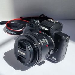 Canon EOS M50 Mirrorless Camera w/ Canon 50mm (Nifty Fifty) and Viltrox Speed Adapter