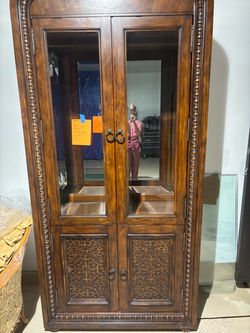 Solid oak display China cabinet.