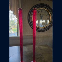Two Tall Holiday/christmas Candle Sticks