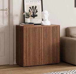 (Firm price only one ) 31.5" Fluted Buffet Cabinet with Storage Wood Sideboard Cabinet Modern Console Cabinets with Adjustable Shelf Accent Credenza (