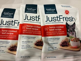 JustFoodForDogs JustFresh Human Grade Home-Cooked Beef Recipe Fresh Dog Food, 12-oz pouch, 4 ea. - Originally $35.96 for 4