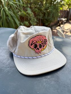 Voodoo Doughnut Snapback Hat Adjustable Donut Skull Graphic Beige
