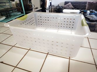 Sterilite Clear Plastic Storage Basket with Handles – 16" x 13" Organizer Bin