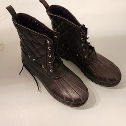 Sperry Saltwater Duck Boots Women's Size 10 Black Quilted Nylon Rain Boots