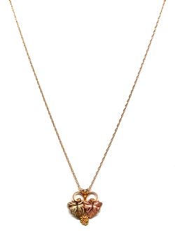 Ladies 10K Gold Necklace & Black Hills Gold Pendant