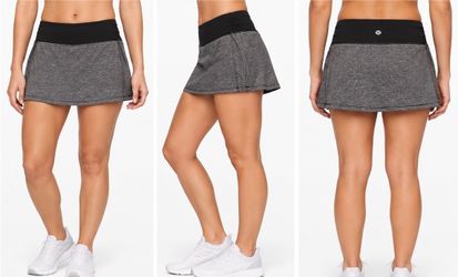 Lululemon Pace Rival Skirt Skort Heathered Gray Black Sz 6
