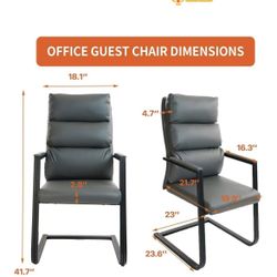 😀 Big and Tall Office Chair Upholstered Leather Comfortable Reception Chairs with Sled Base and Bonded Padded Arm Rest for Conference Waiting Room