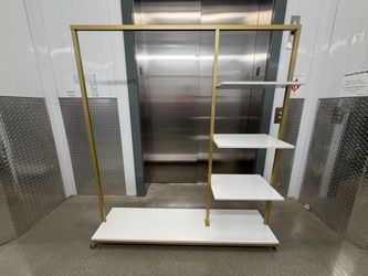 Gold Metal Clothing Rack with Shelves