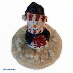 Vintage Snowman Candle Topper Lid Christmas
