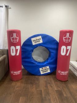 Football tackling dummy’s and tackling wheel