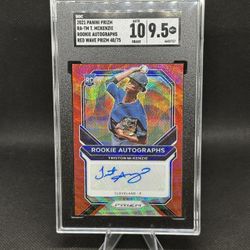 Triston McKenzie Rookie Autograph Red Wave Prizm 40/75 Slab 