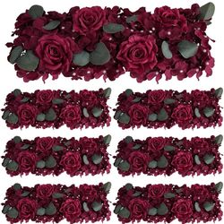 ack of 6 Artificial Flower Wedding Arch Decorations, 18 inch Floral Centerpieces for Party Bridal Shower Event Table Wall Arrangement - Burgundy
