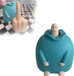 Junwait Funny Smiling Middle Finger Statue Ornaments, Novelty Resin Finger Man Sculpture Decorations, Quirky Middle Finger Hand Statue For Table Shelf