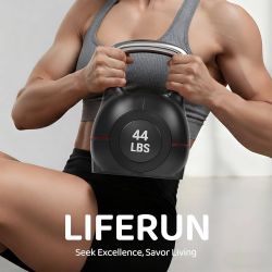 Adjustable Kettlebell Weight Set - 7 Weights from 5 to 44 lbs, Quick-Change Handle for Home Gym, Space-Saving Design for Strength Training, Black