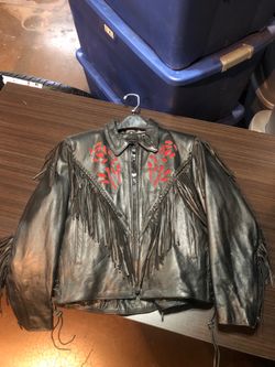 Woman’s leather jacket Red rose
