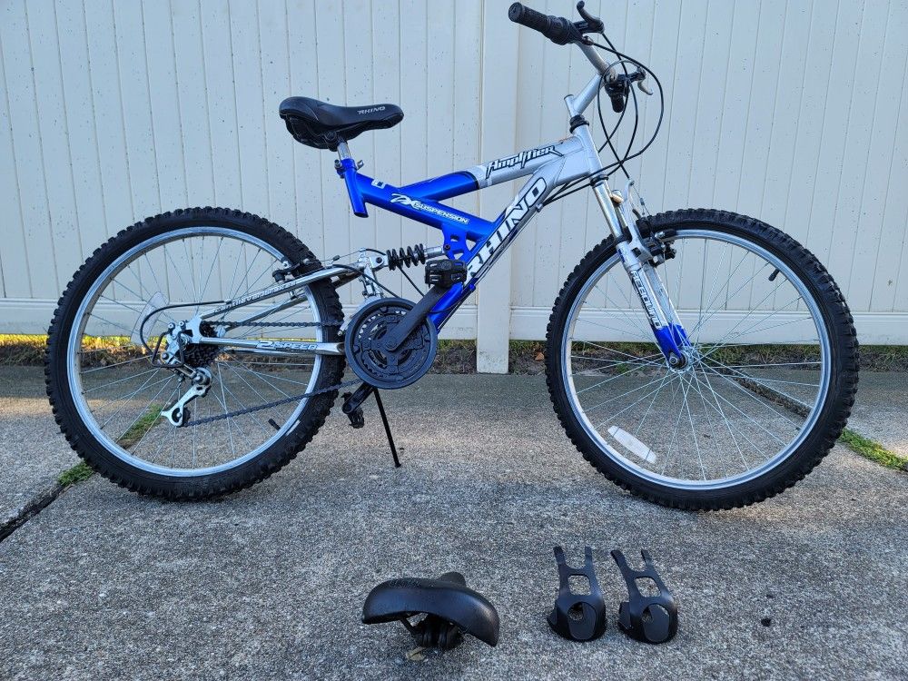 Rhino Bike 24 Inches, Full Suspension, Blue And Silver 