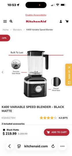 Kitchenaid Blender Silver Color 