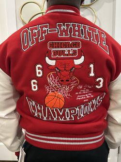 Chicago Bulls Off White Varsity Jacket