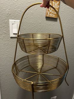 Threshold 2-Tier Gold Metal Wire Fruit & Vegetable Basket