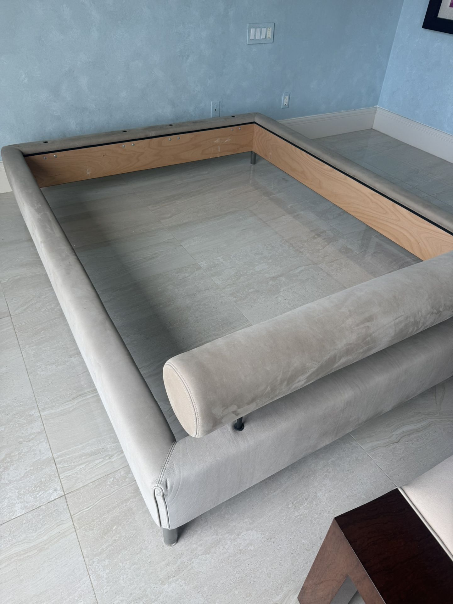 High End Suede Queen Bed Frame