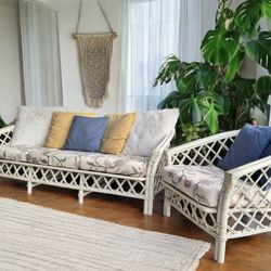 Vintage Rattan Sofa and Chair Set