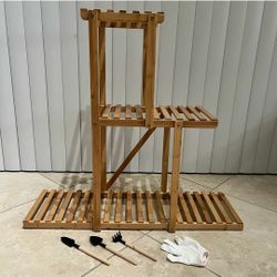 NEW Plant Stand With Potting Tools