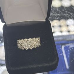 14k Wide Ring with Diamonds