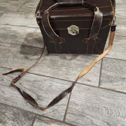 Vintage leather camera bag tote