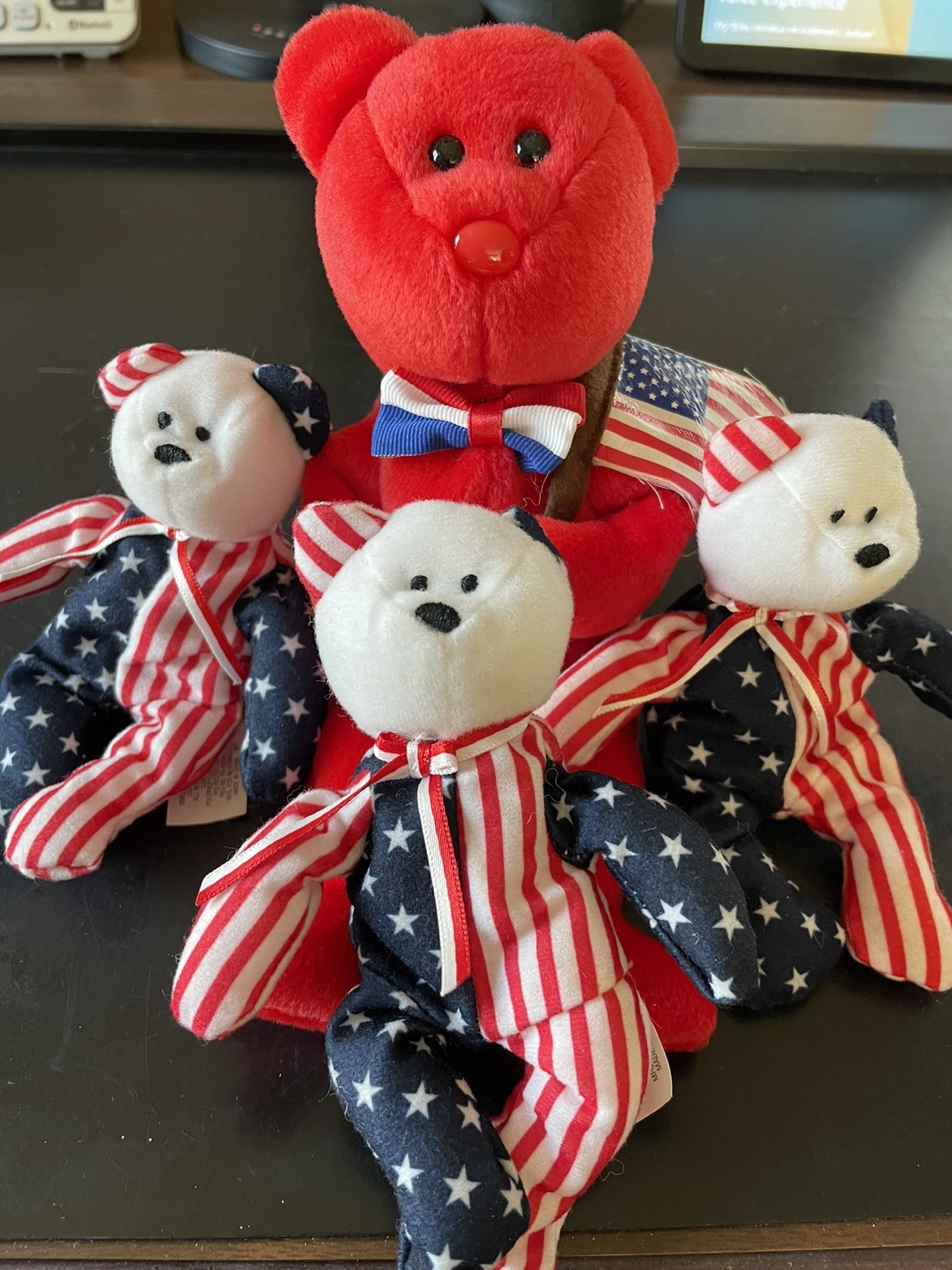 Four patriotic beanie babies