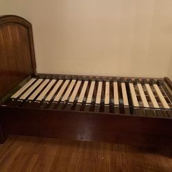 Wooden Twin Bed Frame with Storage 