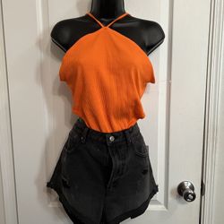 Wild Fable : nwot: Neon Orange Halter Bodysuit 🧡🍊